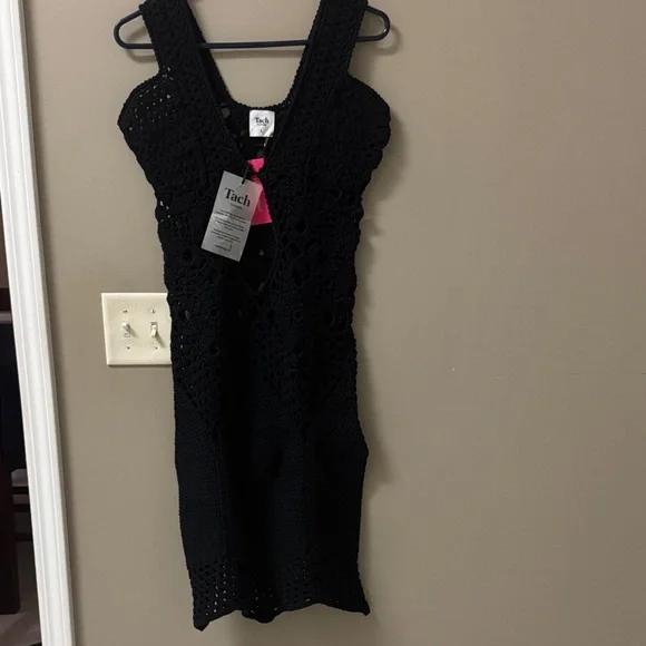 TACH Black Crochet Cutout Mini Dress. PTP17 - Picture 7 of 7